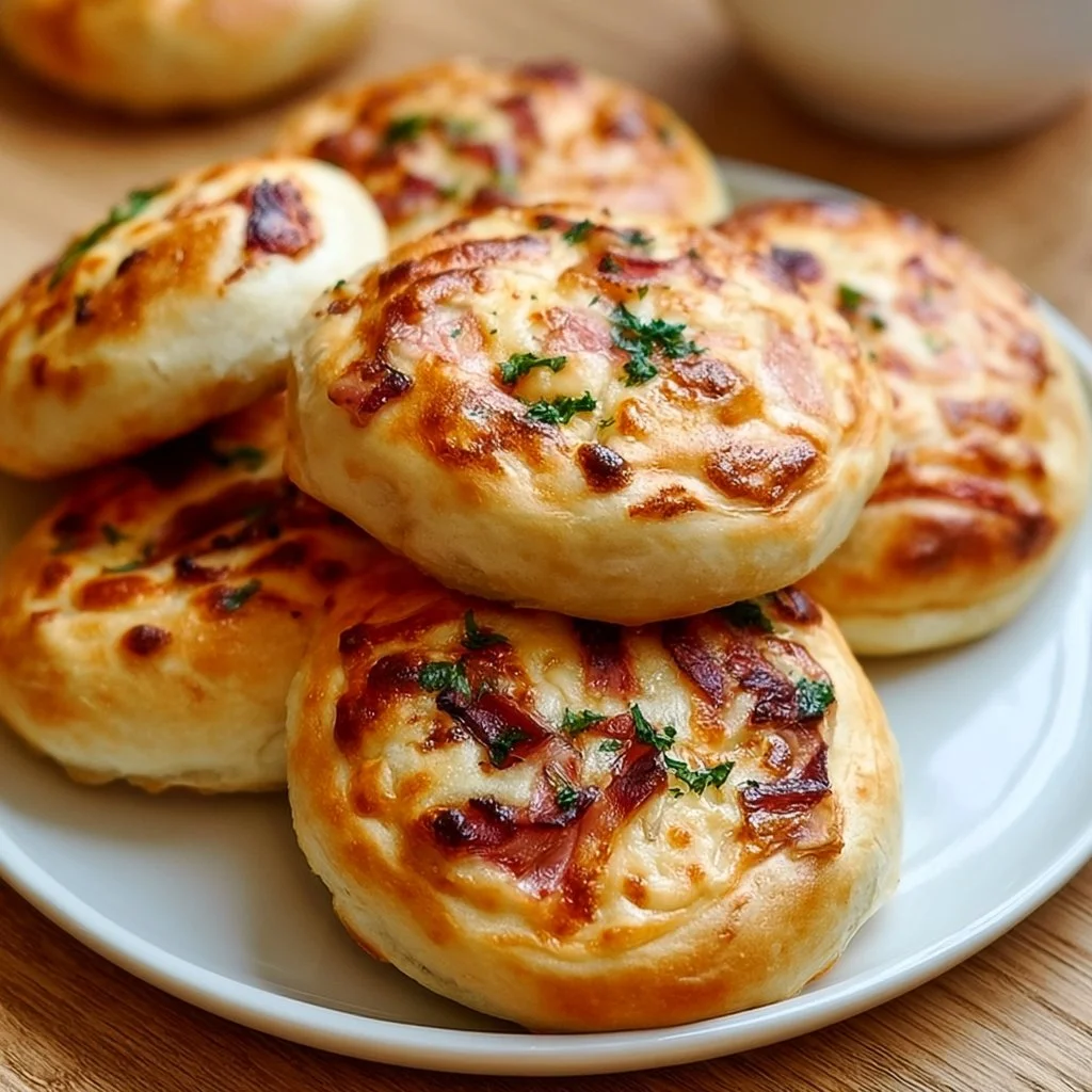 Flammkuchen Brötchen aus dem AirFryer, frisch und knusprig zubereitet