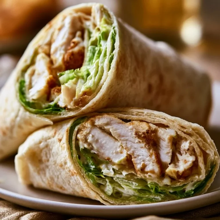 Hähnchen-Caesar-Wraps auf einem hübschen Teller serviert