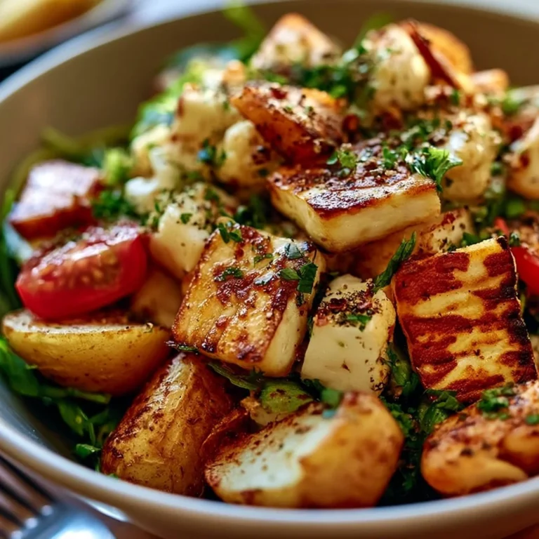 Leckere Halloumi-Schüssel mit frischem Gemüse und Dip