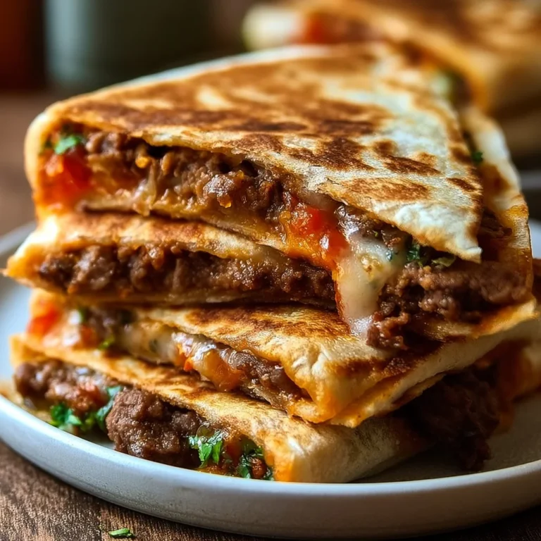 Hochprotein-Rinder-Quesadilla mit frischen Zutaten und Käse überbacken