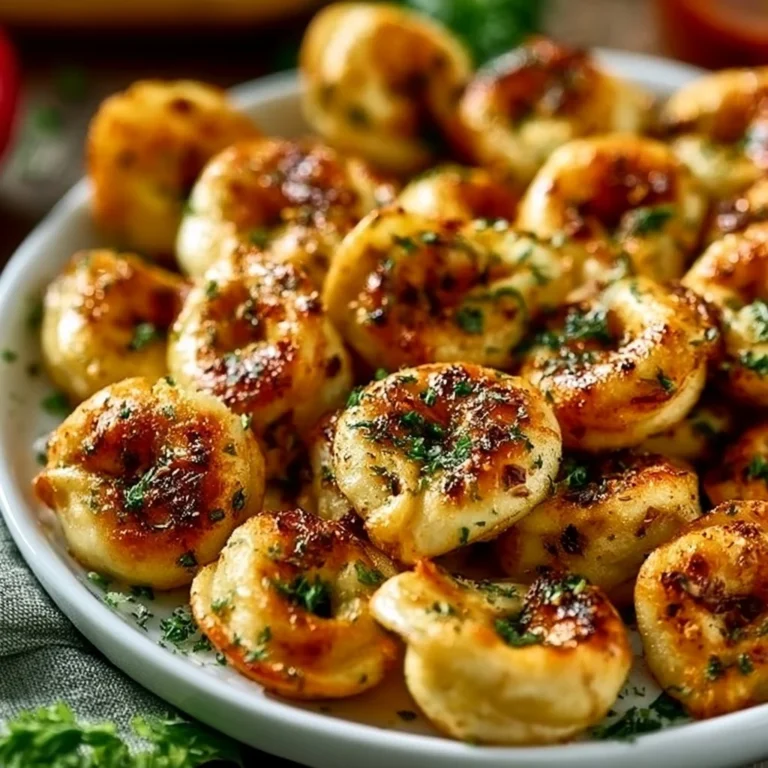 Knusprige Air Fryer Tortellini auf einem Teller serviert