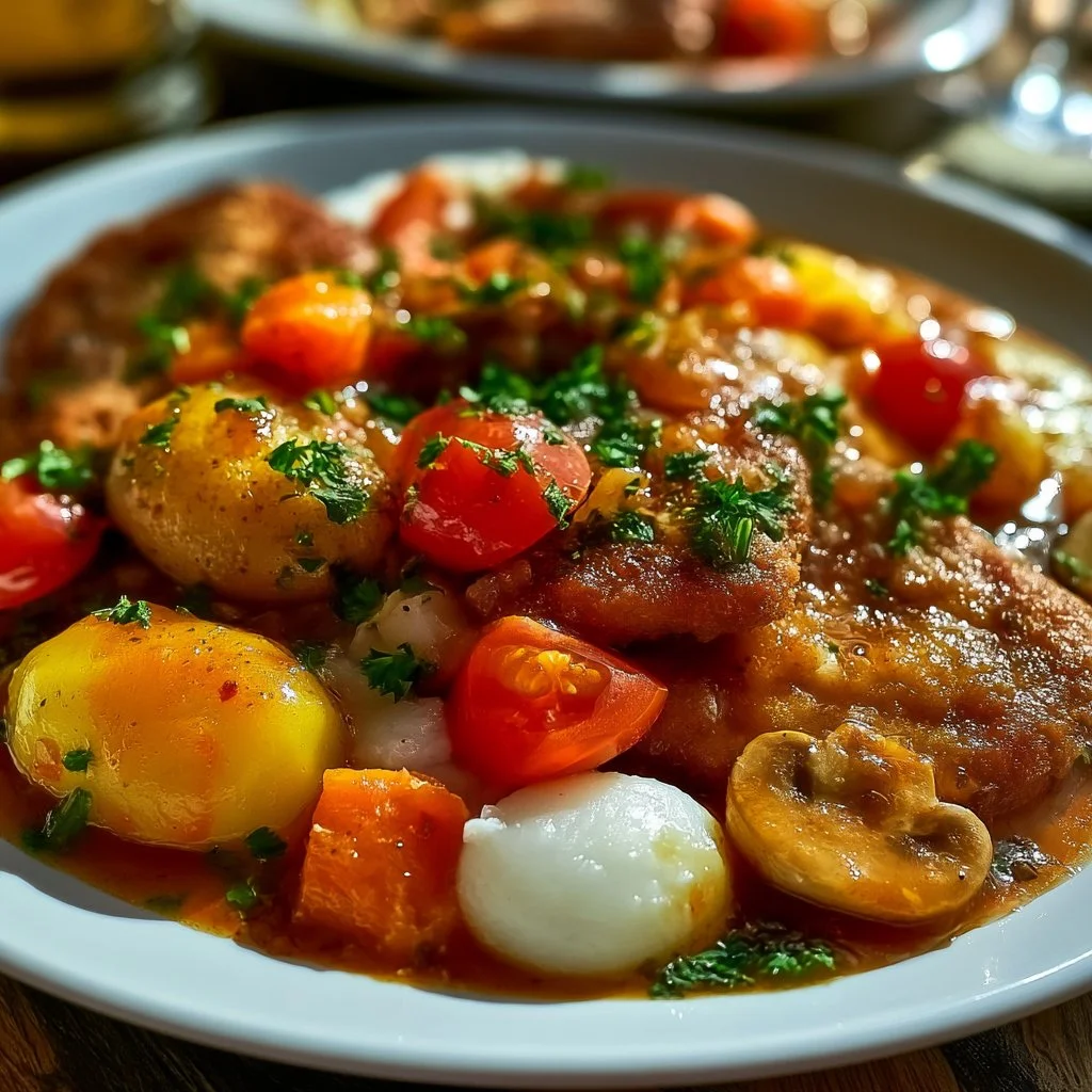 Köstlicher Schnitzeltopf mit zartem Fleisch und frischem Gemüse