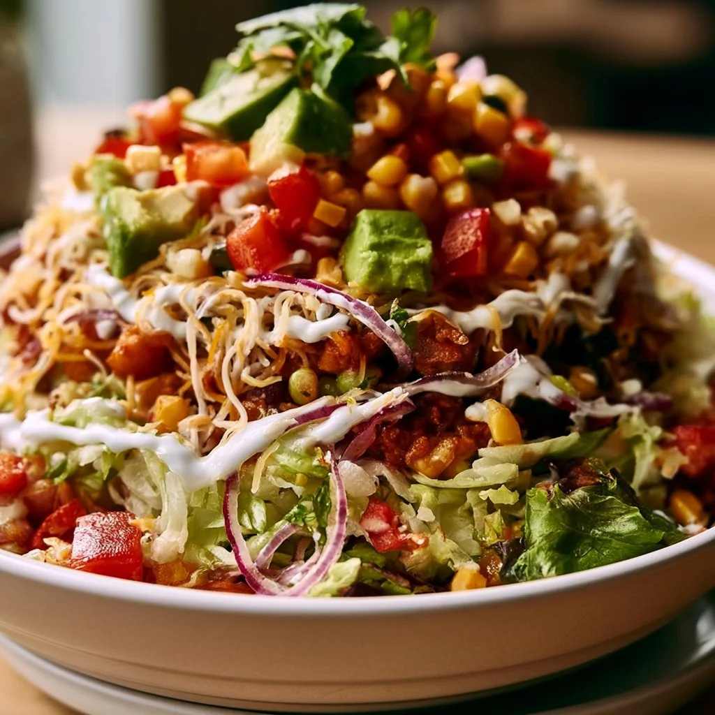 Kräftiger veganer Taco-Salat mit frischem Gemüse und Gewürzen