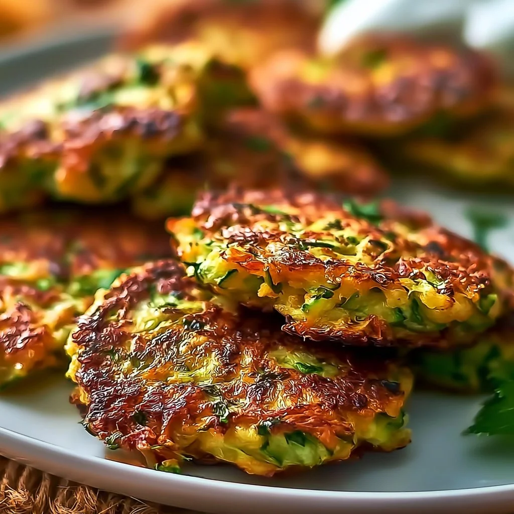 Leckere libanesische Zucchini-Puffer auf einem Teller serviert