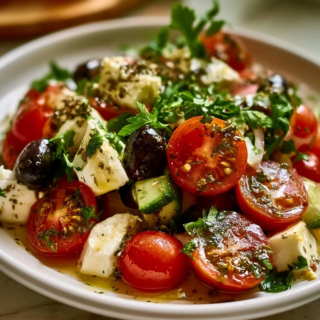 Leckerer mediterraner Salat mit frischen Zutaten und Kräutern