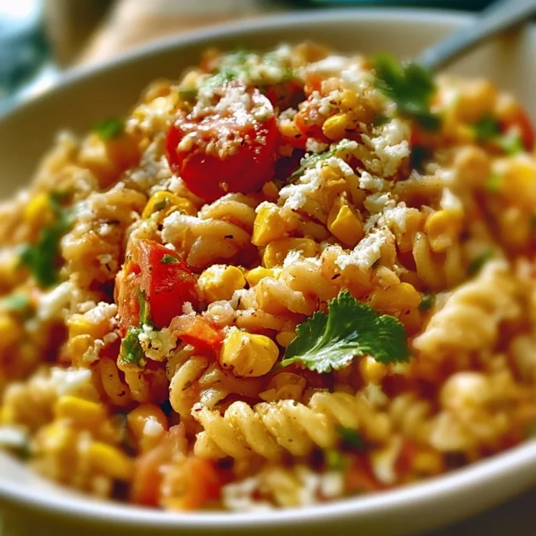 Mexikanischer Mais Pasta Salat mit frischen Zutaten und buntem Gemüse.