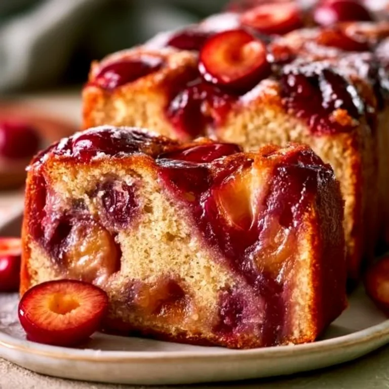 Pflaumenkuchen aus der Kastenform mit frischen Pflaumen und einem goldbraunen Teig