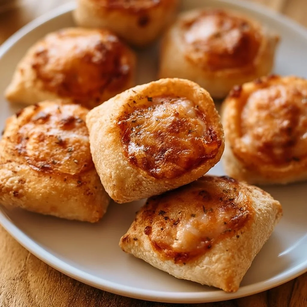 Leckere, frisch gebackene Pizzabrötchen mit Käse und Tomatensauce