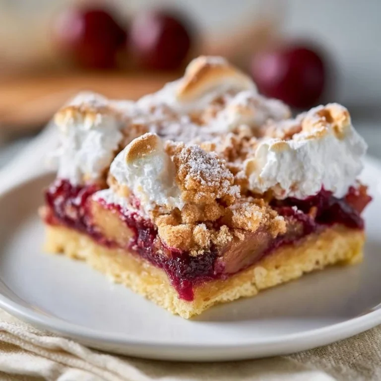 Polnischer Zwetschgenkuchen vom Blech mit Baiser, frisch gebacken und dekorativ angerichtet.