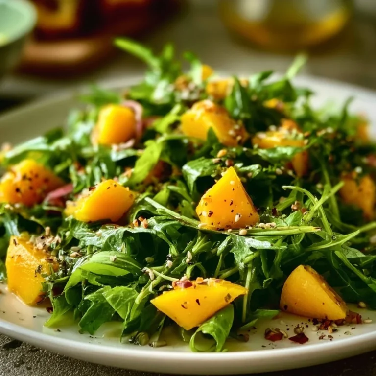 Rucola-Mango-Salat mit frischen Zutaten und bunten Farben