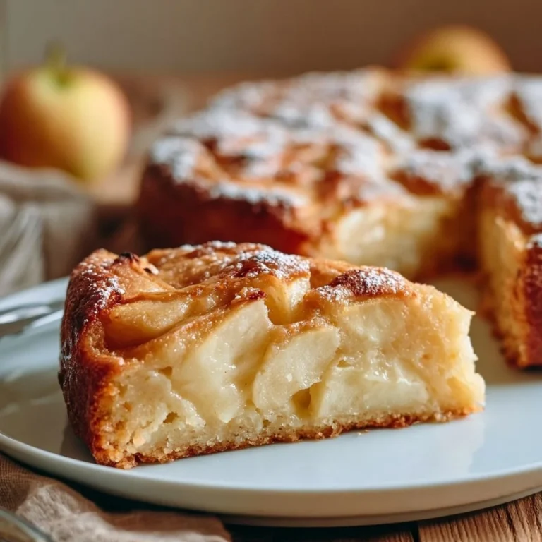 Saftiger Apfelkuchen mit frischen Äpfeln und Zimt serviert
