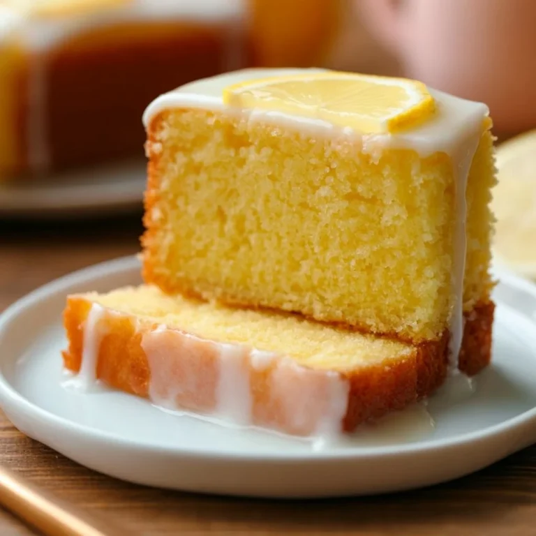 Saftiger Zitronenkuchen mit einem Hauch von Zitrone und einer glasierten Oberseite