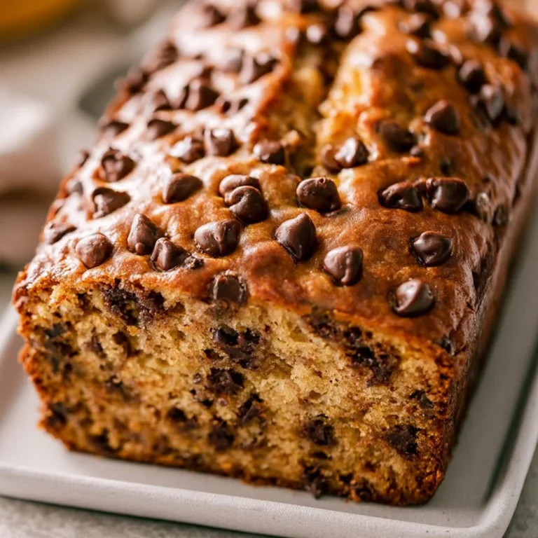 Köstliches Schokoladenstückchen Bananenbrot auf einem Tisch angerichtet