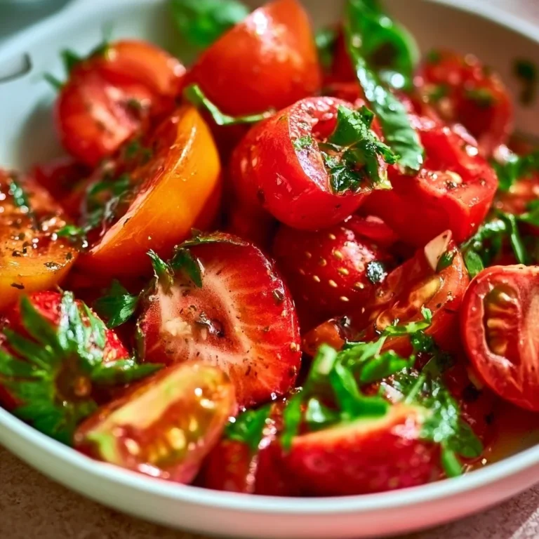 Sommerlicher Erdbeer-Tomaten-Salat mit frischen Zutaten