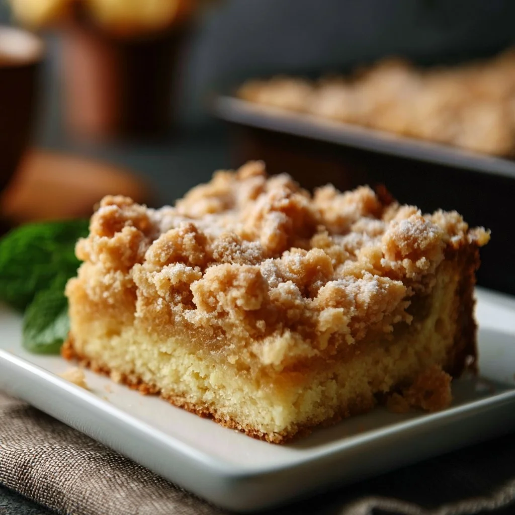 Streuselkuchen vom Blech mit knusprigen Streuseln auf einem Backblech