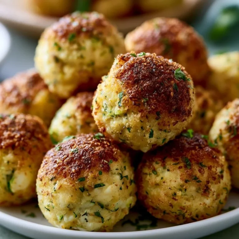 Leckere Zucchini-Feta-Bällchen auf einem Teller serviert