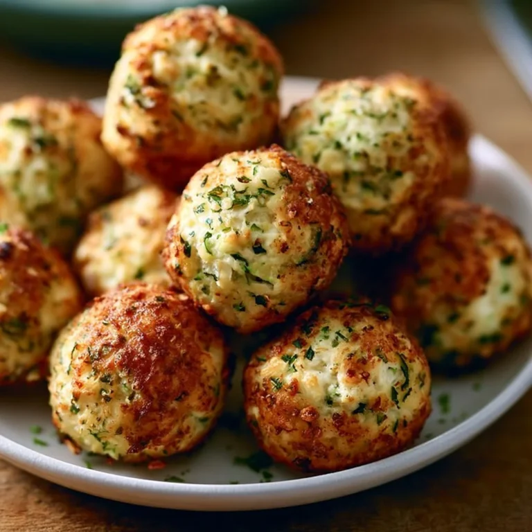Zucchini-Feta-Bällchen auf einem Teller serviert