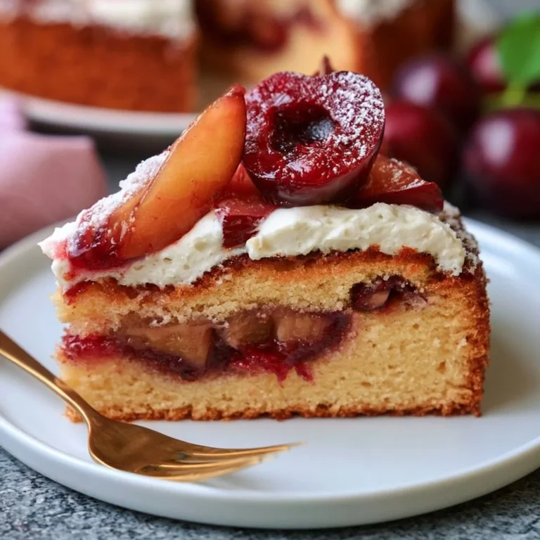 Leckerer Zwetschgen-Schmand-Kuchen auf einem Teller