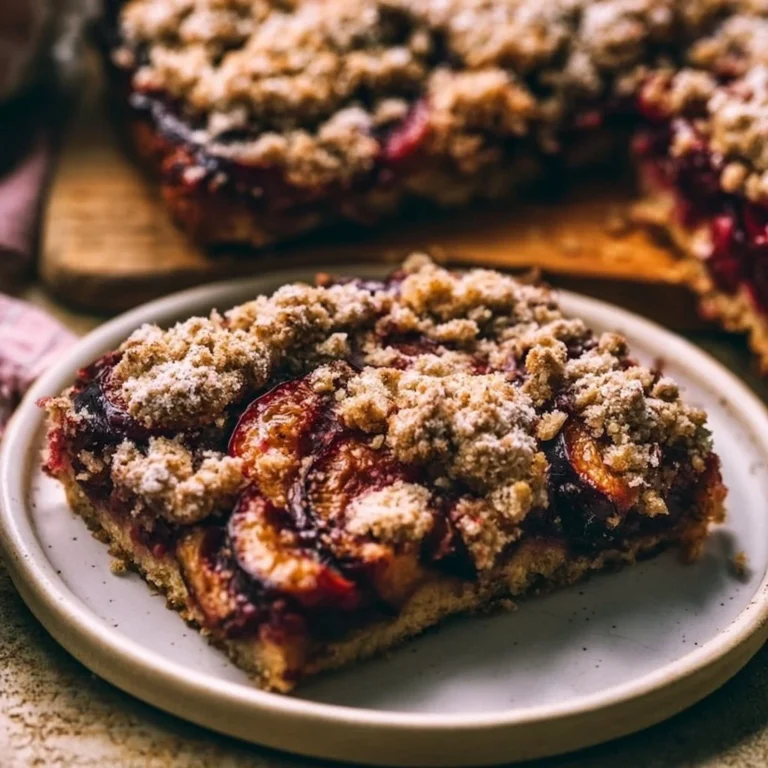 Leckeres Zwetschgendatschi mit Streusel auf einem Teller